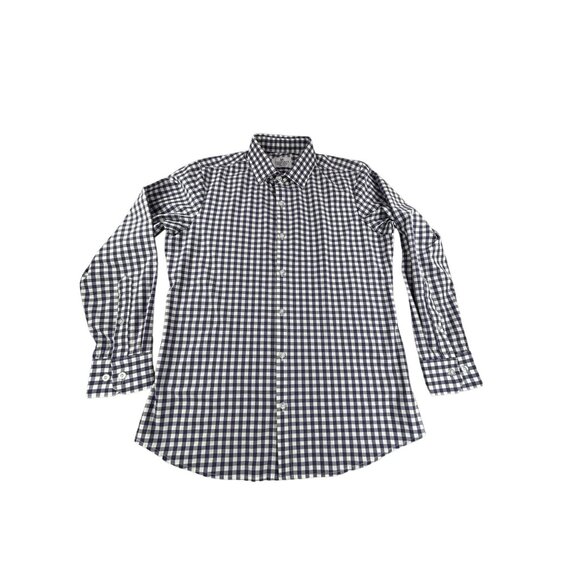 Mizzen+Main Shirt Mens Medium Trim Fit Navy/White Checkered Long Sleeve - Picture 2 of 7